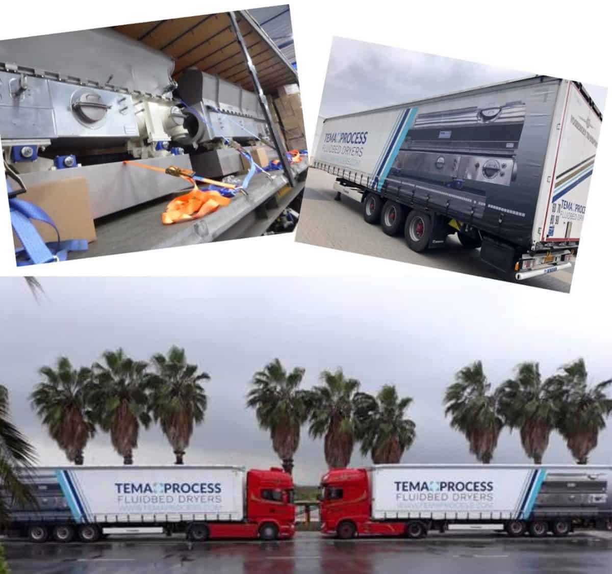 transport of fluid bed dryers