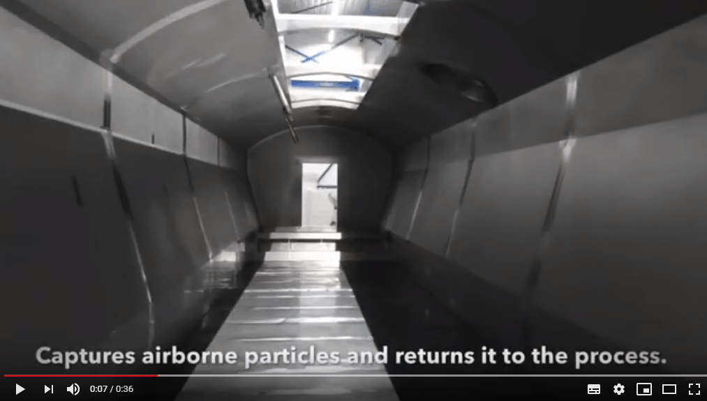 Tema wide dust recovery hood captures airborne particles and returns it to the process [video]